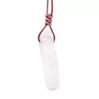 Ethnic Style Geometric Natural Stone Leather Rope Unisex Pendant Necklace