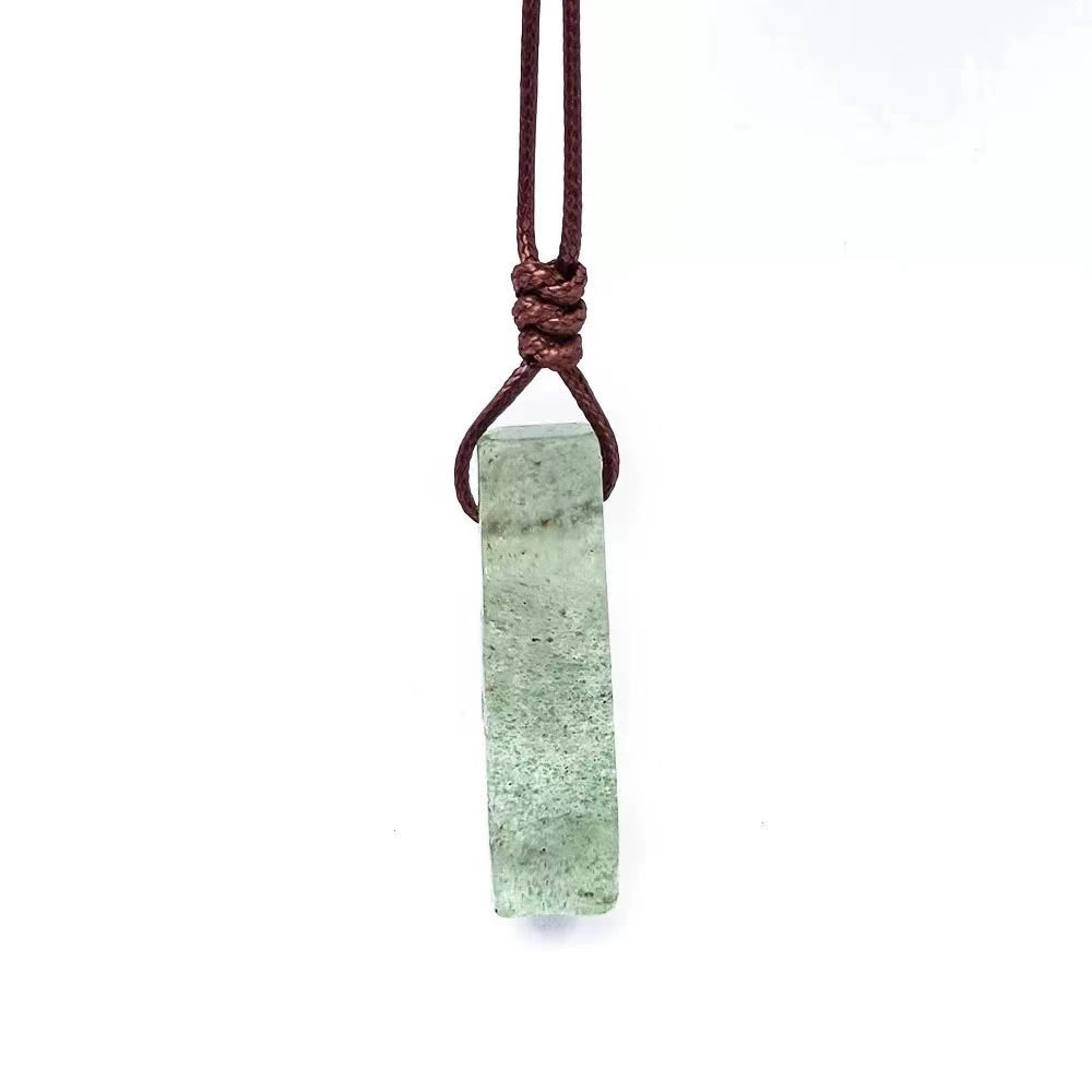 Ethnic Style Geometric Natural Stone Leather Rope Unisex Pendant Necklace