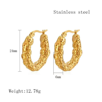 1 Pair Streetwear C Shape Heart Shape Plating Stainless Steel 18k Gold Plated Earrings