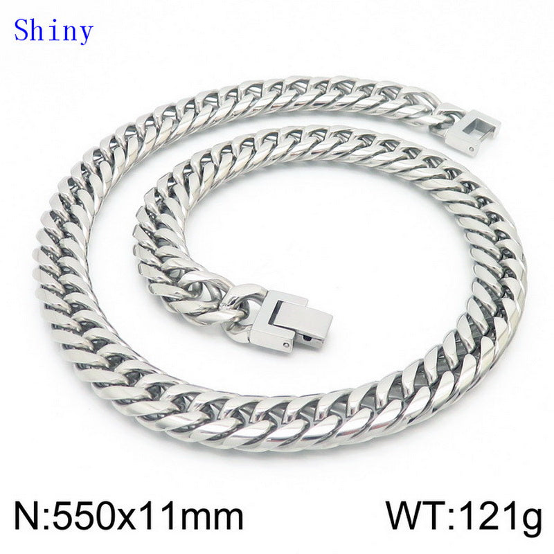 Hip-hop Geometric Titanium Steel Polishing Bracelets Necklace