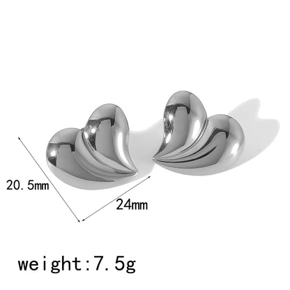 1 Pair Ig Style Simple Style Heart Shape Polishing Plating Stainless Steel 18k Gold Plated Ear Studs