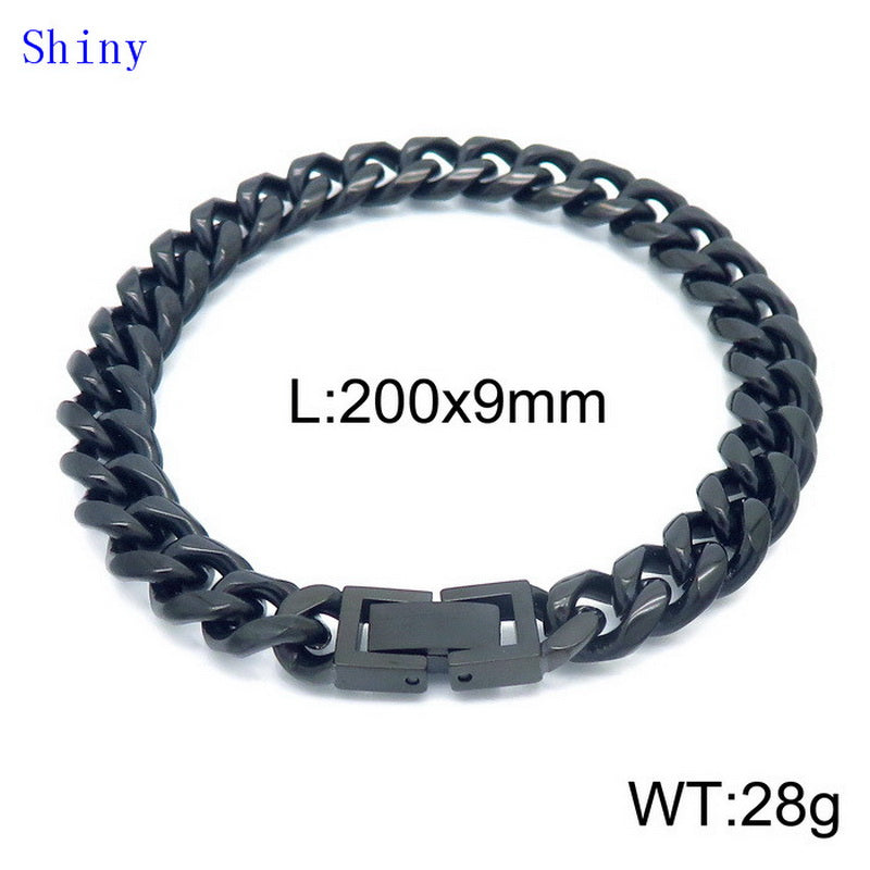 Hip-hop Solid Color Titanium Steel Polishing Bracelets Necklace