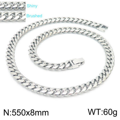 Hip-hop Solid Color Titanium Steel Polishing Bracelets Necklace