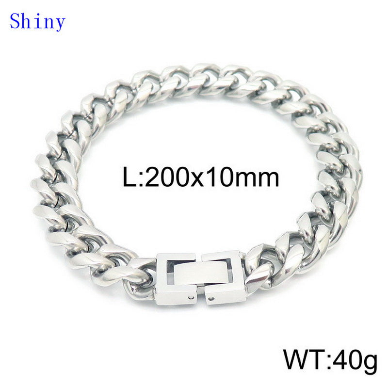 Hip-hop Solid Color Titanium Steel Polishing Bracelets Necklace