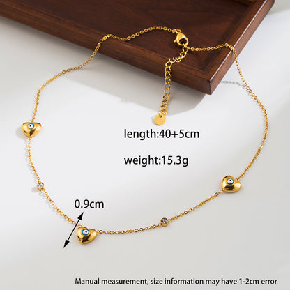 Ig Style Funny Devil's Eye Heart Shape Stainless Steel Plating 18k Gold Plated Rings Bracelets Necklace