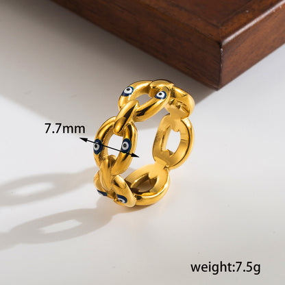 Ig Style Funny Devil's Eye Heart Shape Stainless Steel Plating 18k Gold Plated Rings Bracelets Necklace