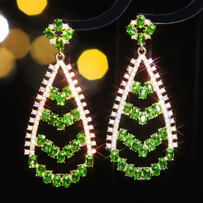 1 Pair Elegant Geometric Water Droplets Plating Inlay Alloy Rhinestones Zircon Drop Earrings