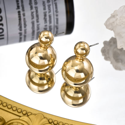 1 Pair Simple Style Round Plating Ccb Ear Studs