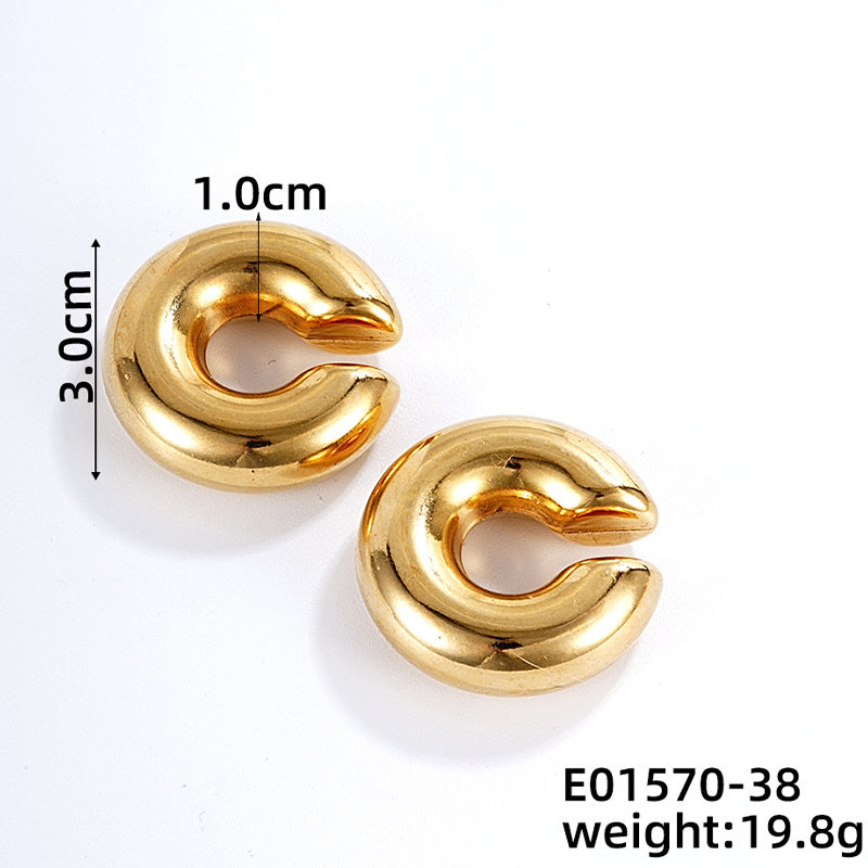 1 Pair Simple Style Classic Style C Shape Plating Stainless Steel Gold Plated Ear Cuffs