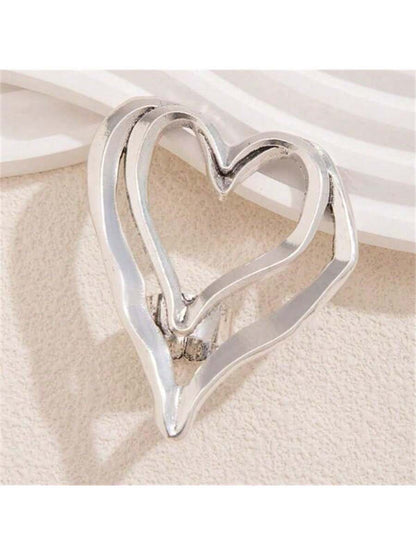 Exaggerated Heart Shape Stainless Steel Plating Open Rings