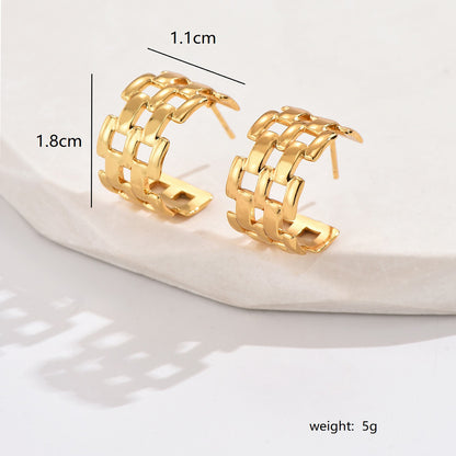 1 Pair Ig Style Geometric Plating Hollow Out Stainless Steel Earrings