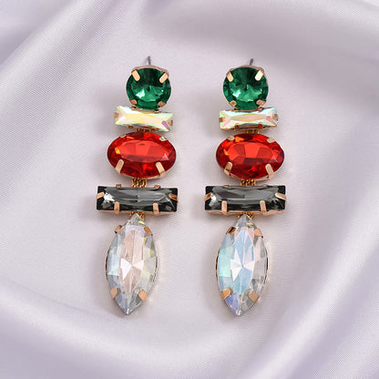 1 Pair Glam Shiny Geometric Plating Inlay Alloy Rhinestones Drop Earrings