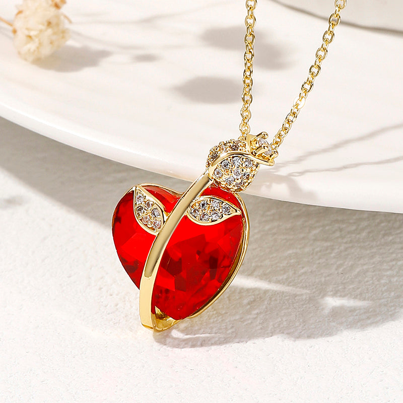 Elegant Romantic Letter Heart Shape Copper Plating Hollow Out Inlay Zircon Pendant Necklace