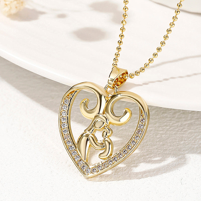 Elegant Romantic Letter Heart Shape Copper Plating Hollow Out Inlay Zircon Pendant Necklace