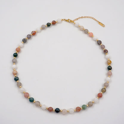 Elegant Vintage Style Geometric Agate Titanium Steel Beaded Plating Gold Plated Necklace