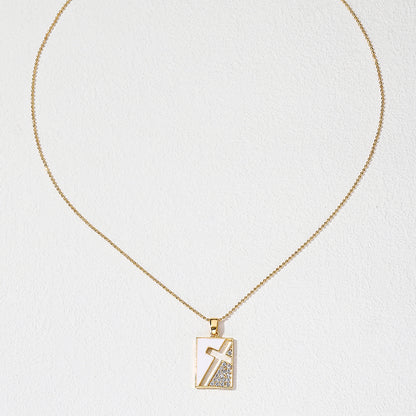 Ig Style Retro Cross Copper Plating Inlay Zircon Pendant Necklace