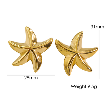 1 Pair Casual Marine Style Starfish Stainless Steel 14k Gold Plated Ear Studs