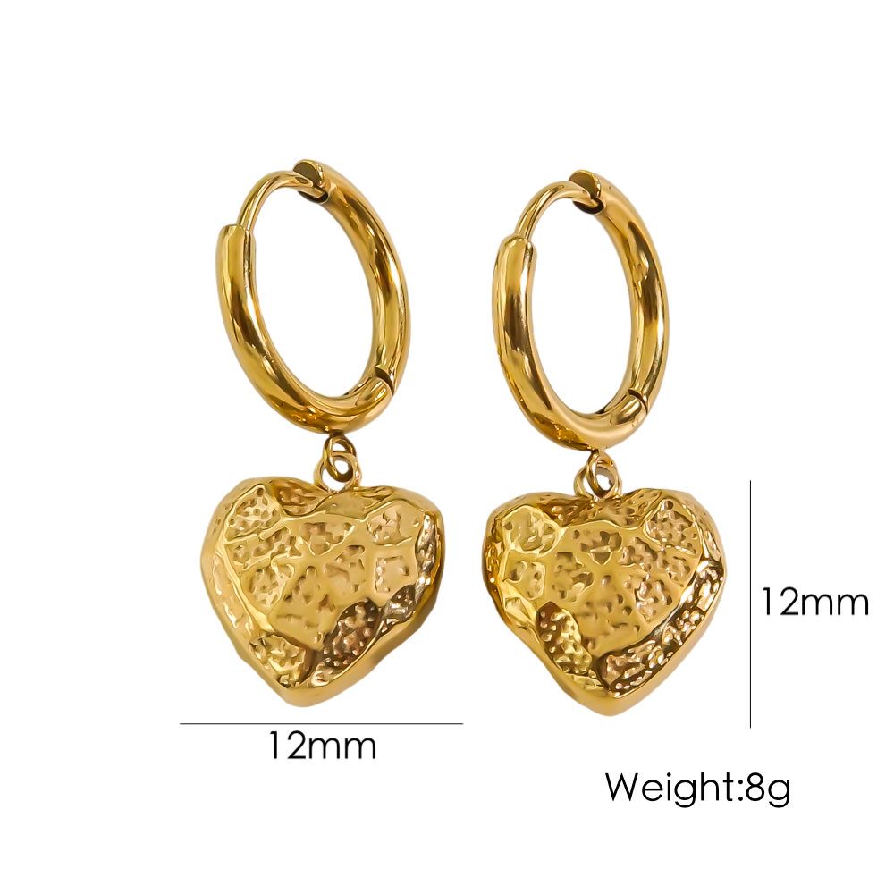 1 Pair Elegant Simple Style Heart Shape Stainless Steel 14k Gold Plated Drop Earrings