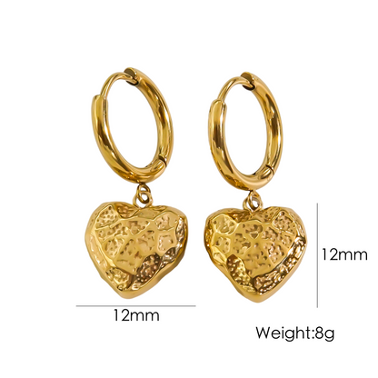 1 Pair Elegant Simple Style Heart Shape Stainless Steel 14k Gold Plated Drop Earrings