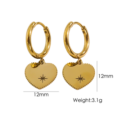 1 Pair Elegant Simple Style Heart Shape Stainless Steel 14k Gold Plated Drop Earrings