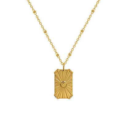 Elegant Queen Simple Style Rectangle Stainless Steel Plating 18k Gold Plated Pendant Necklace