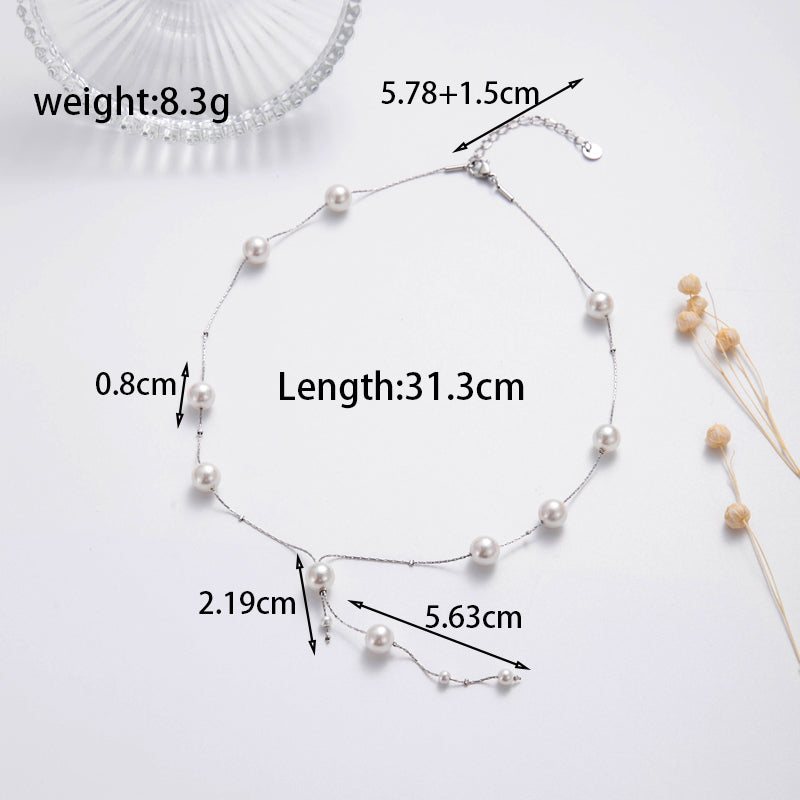 Ig Style French Style Simple Style Waves Stainless Steel Plating Inlay Pearl 18k Gold Plated Rings Necklace