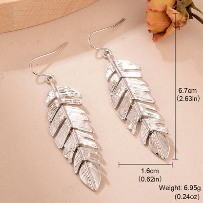 1 Pair Ig Style Elegant Leaves Feather Plating Hollow Out Inlay Alloy Copper Artificial Pearls Rhinestones 14k Gold Plated 18k Gold Plated Silver Plated Drop Earrings