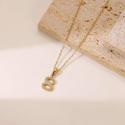 Simple Style Infinity Stainless Steel Plating Inlay Zircon White Gold Plated Gold Plated Pendant Necklace