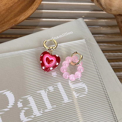 1 Pair Cute Heart Shape Arylic Drop Earrings