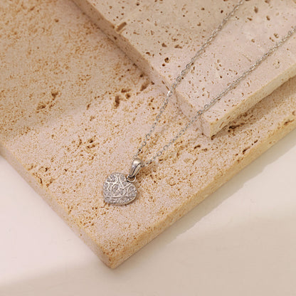 Retro Sweet Heart Shape Stainless Steel Plating Inlay Zircon White Gold Plated Gold Plated Pendant Necklace