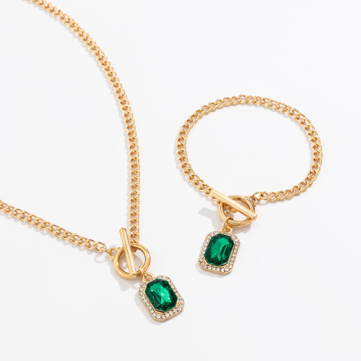 Elegant Luxurious Rectangle Alloy Iron Plating Inlay Rhinestones Women's Bracelets Necklace