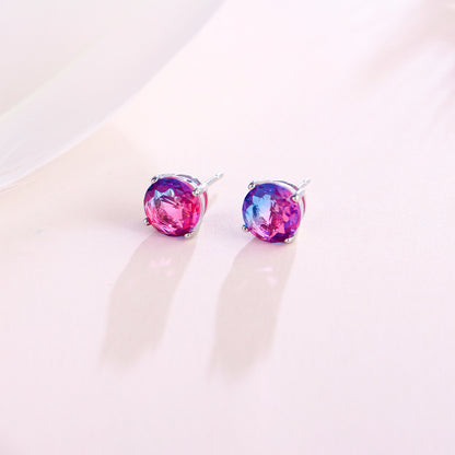 1 Pair Casual Elegant Commute Round Inlay Copper Zircon White Gold Plated Ear Studs