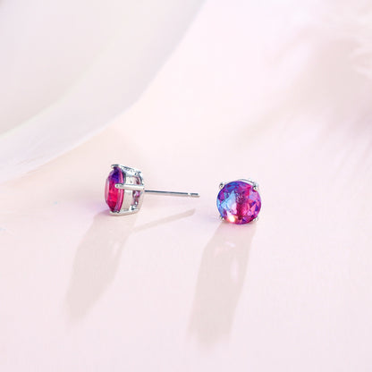 1 Pair Casual Elegant Commute Round Inlay Copper Zircon White Gold Plated Ear Studs