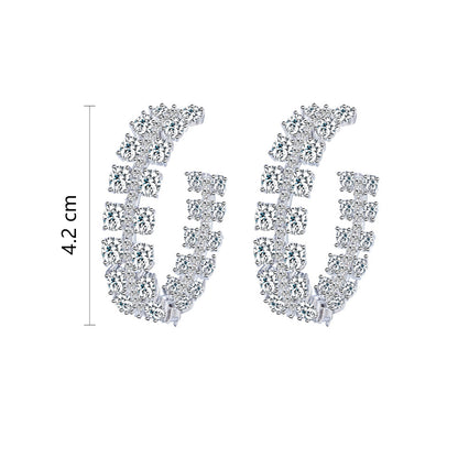 1 Pair Sweet Simple Style Solid Color Plating Inlay Copper Artificial Gemstones Zircon Silver Plated Hoop Earrings