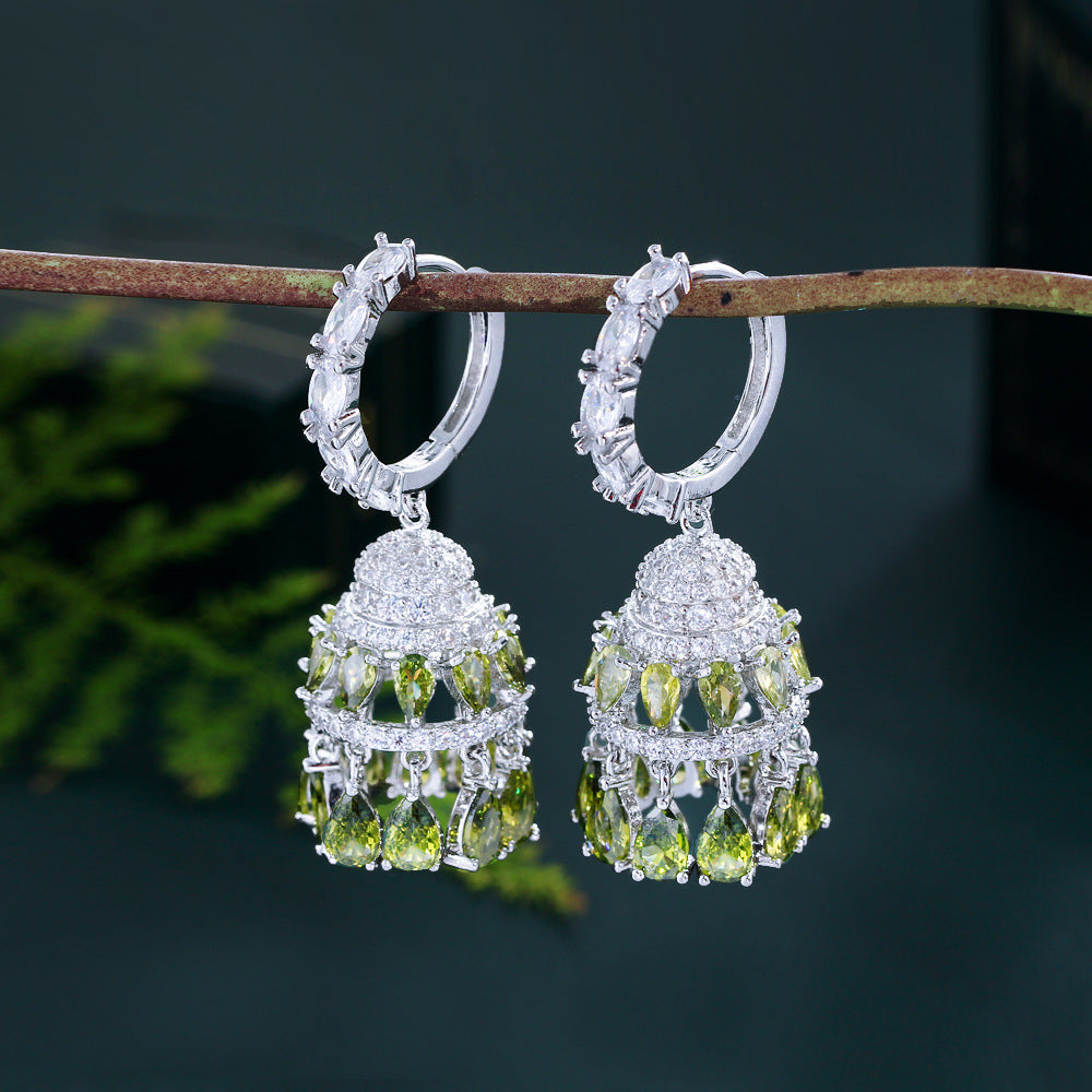 1 Pair Elegant Glam Water Droplets Tassel Inlay Copper Zircon White Gold Plated Drop Earrings