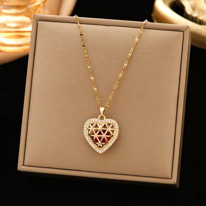 Streetwear Animal Stainless Steel Plating Inlay Zircon Pendant Necklace