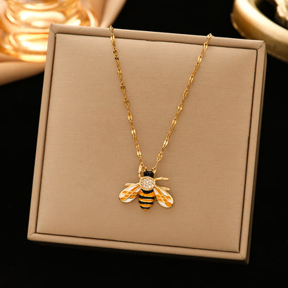 Streetwear Animal Stainless Steel Plating Inlay Zircon Pendant Necklace