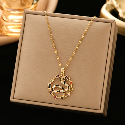 Streetwear Animal Stainless Steel Plating Inlay Zircon Pendant Necklace