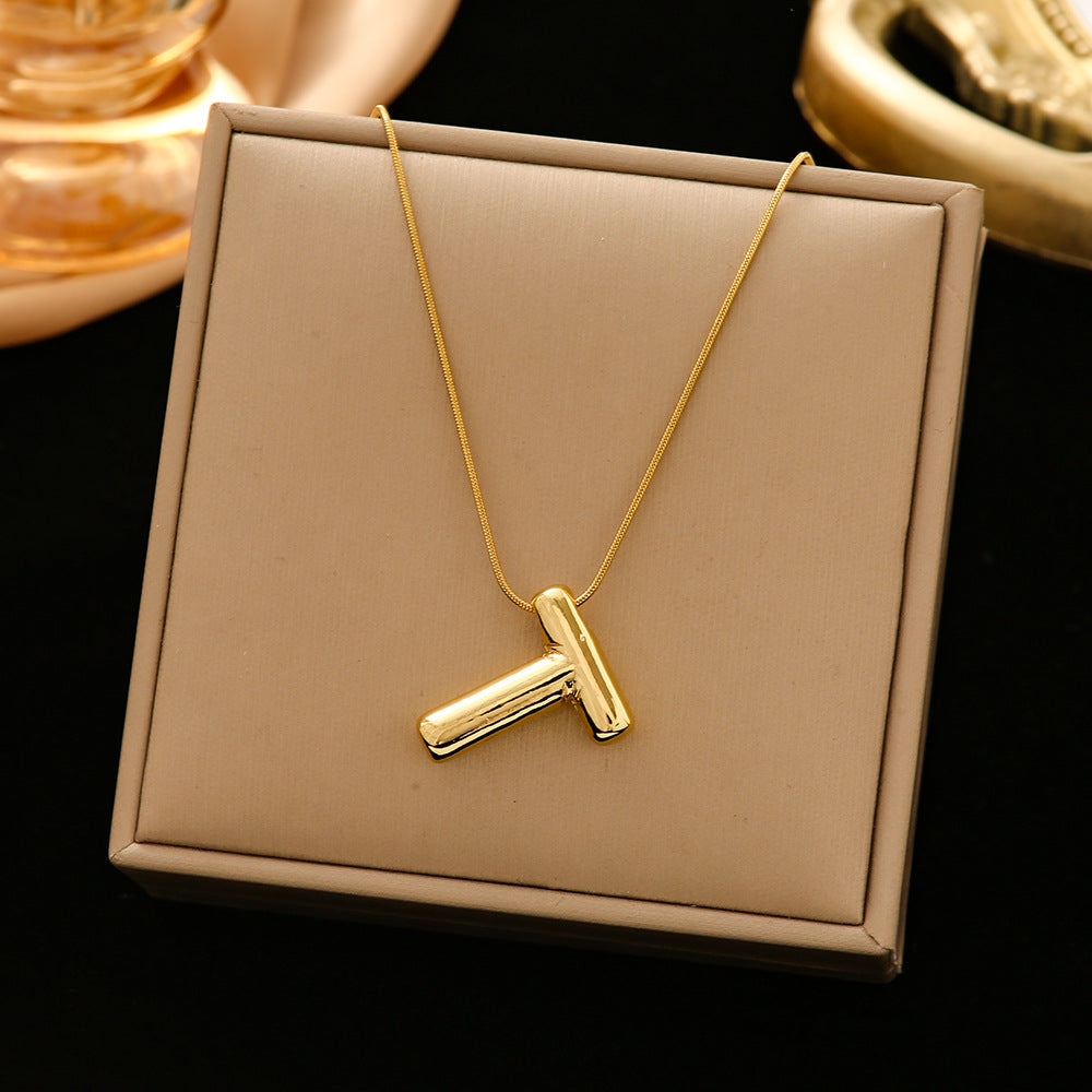 Classic Style Letter Titanium Steel Plating Pendant Necklace