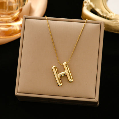 Classic Style Letter Titanium Steel Plating Pendant Necklace