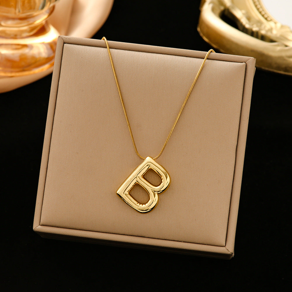 Classic Style Letter Titanium Steel Plating Pendant Necklace