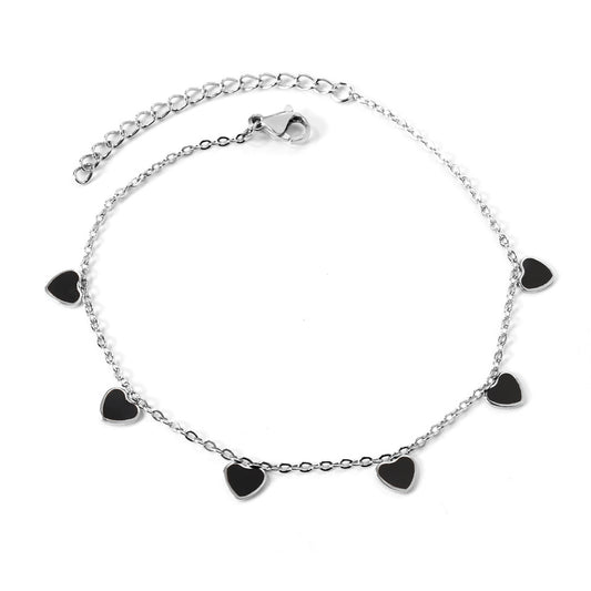 Simple Style Heart Shape Stainless Steel Enamel Valentine's Day Women's Anklet