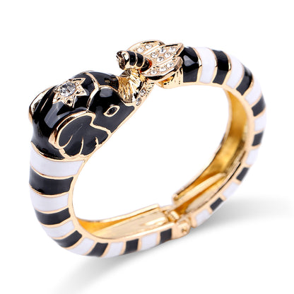 Elegant Streetwear Animal Alloy Enamel Inlay Artificial Diamond Women's Bangle