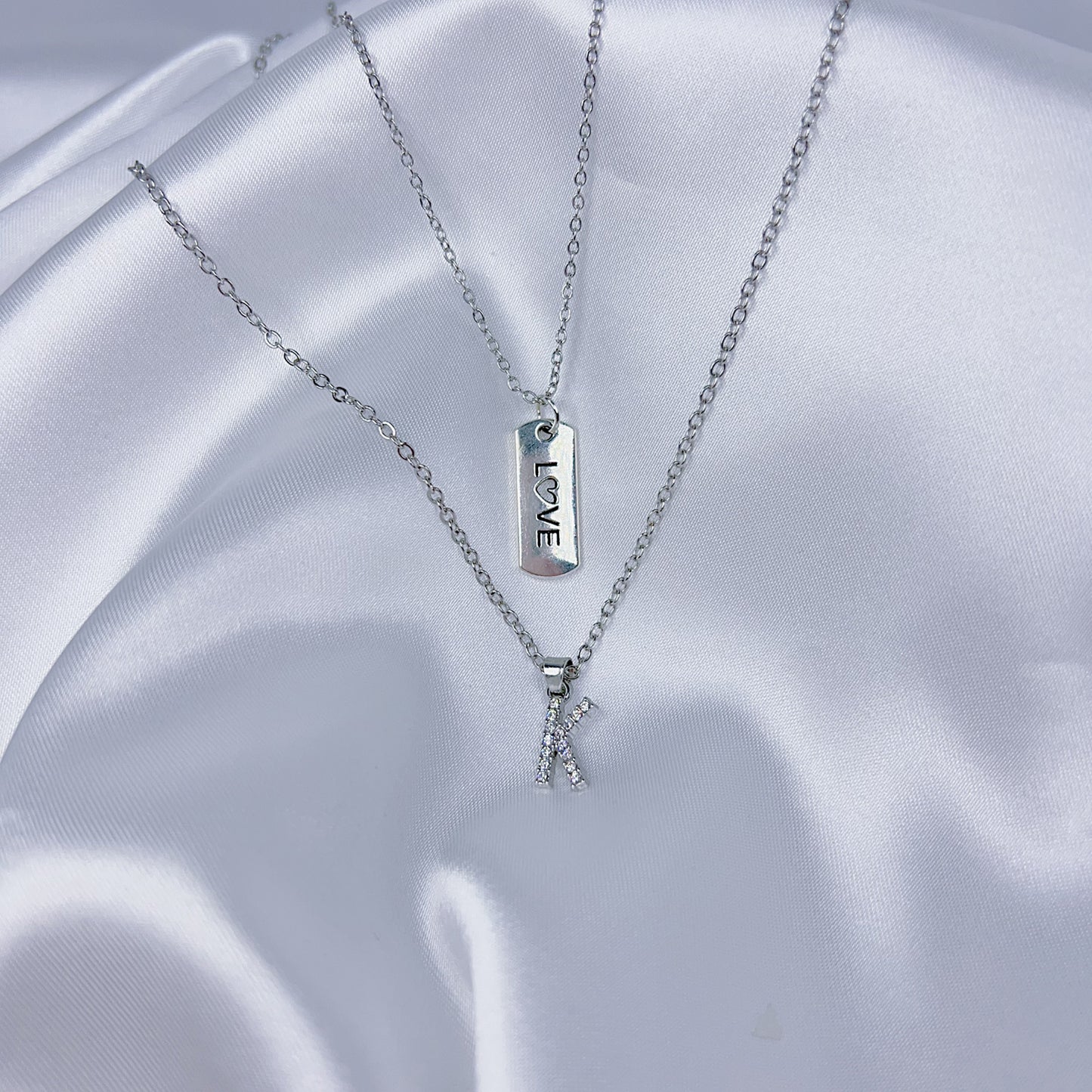 Simple Style Letter Copper Alloy Plating Inlay Zircon Silver Plated Women's Pendant Necklace