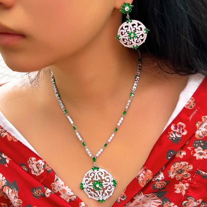 Copper Elegant Exaggerated Bridal Inlay Printing Artificial Gemstones Jewelry Set