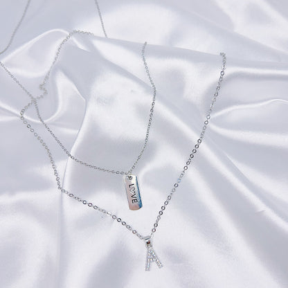 Simple Style Letter Copper Alloy Plating Inlay Zircon Silver Plated Women's Pendant Necklace