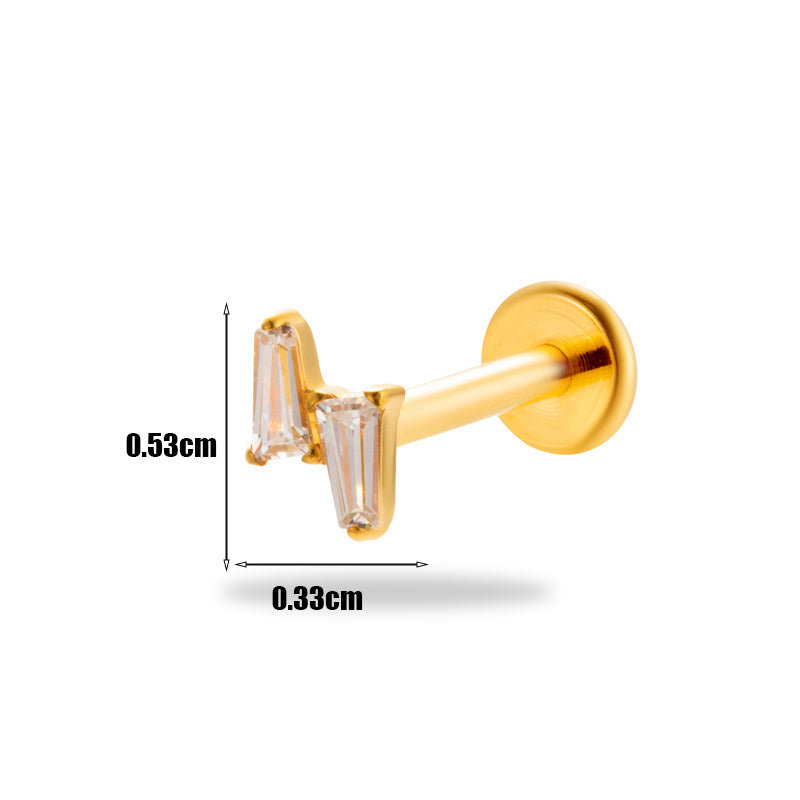 1 Piece Simple Style Geometric Plating Inlay Titanium Alloy Zircon 18k Gold Plated Ear Studs