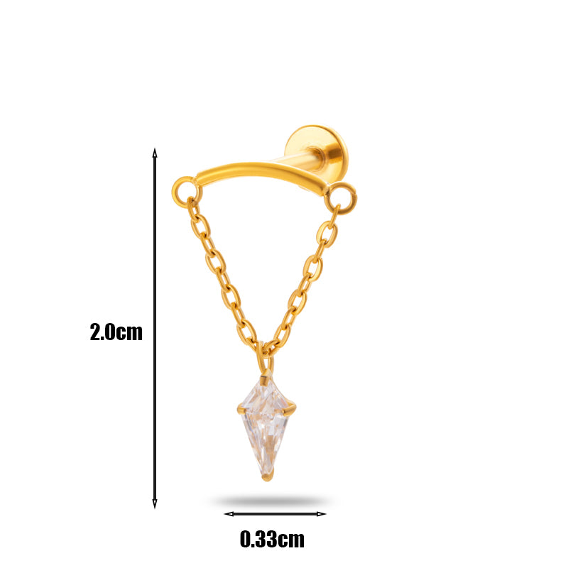 1 Piece Simple Style Geometric Plating Inlay Titanium Alloy Zircon 18k Gold Plated Ear Studs