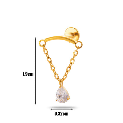 1 Piece Simple Style Geometric Plating Inlay Titanium Alloy Zircon 18k Gold Plated Ear Studs