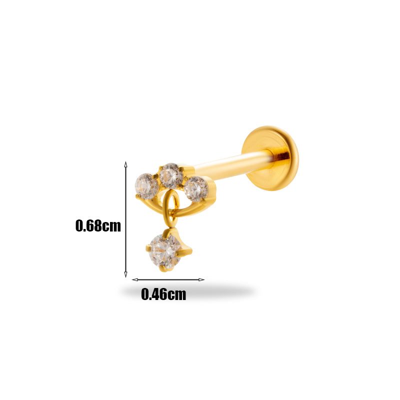 1 Piece Simple Style Geometric Plating Inlay Titanium Alloy Zircon 18k Gold Plated Ear Studs